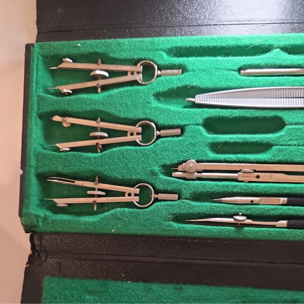 Vintage Tower Precision Germany Drafting Protractor Set with Case